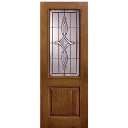 1 Panel 2/3 Lite Marsais, Knotty Alder Wood Grain Fiberglass Entry Door