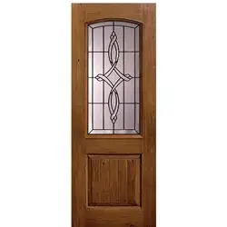 1 Panel Arch Lite Marsais, Knotty Alder Wood Grain Fiberglass Entry Door