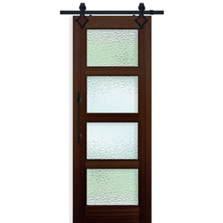 Mahogany 8'-0" Tall Continental 4 Lite Barn Door